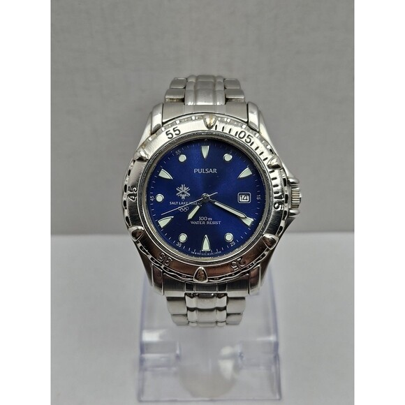 Pulsar Salt Lake 2002 Olympics Diver Quartz Watch Men V732 X136 Date New Battery - Picture 1 of 11